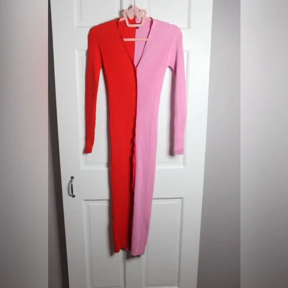 STAUD Poppy and Rosebud Sheath Long Sleeve Knit Dress Sz Small - Picture 2 of 4